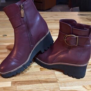 Blondo Maroon Leather Heeled Boots